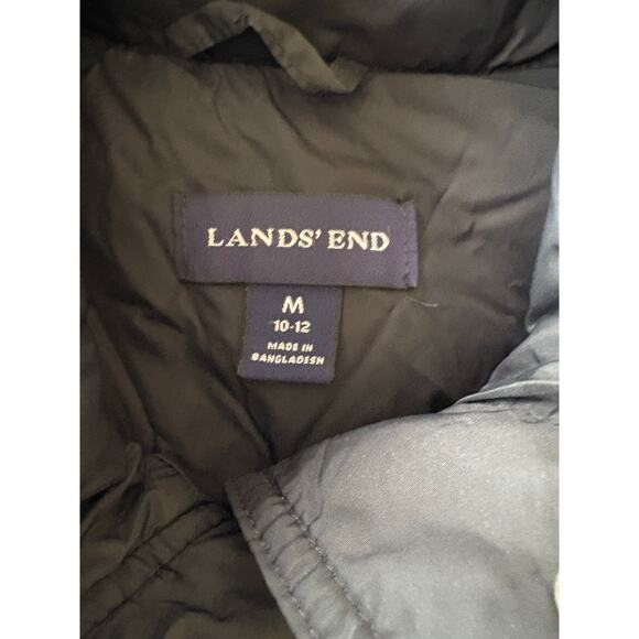Lands End Down Puffer Vest Womens M Black Outdoors Snap Front Quilted - Picture 5 of 6